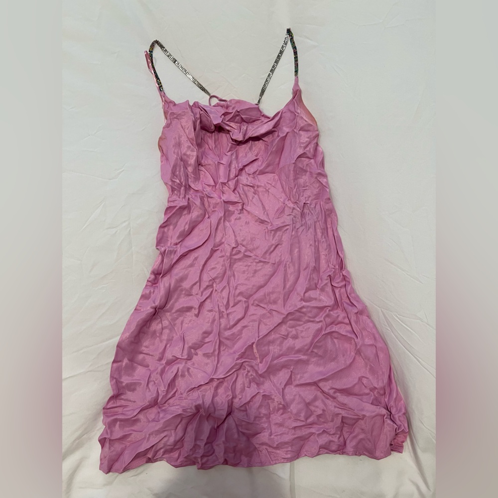 Bershka Pink Dress with Colorful Beaded Straps